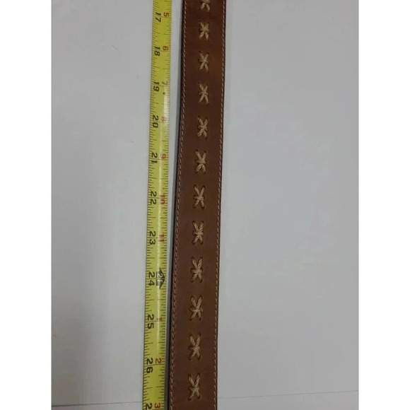 GAP Brown Leather Belt Men's Size 32 Twine Accents - Picture 7 of 7
